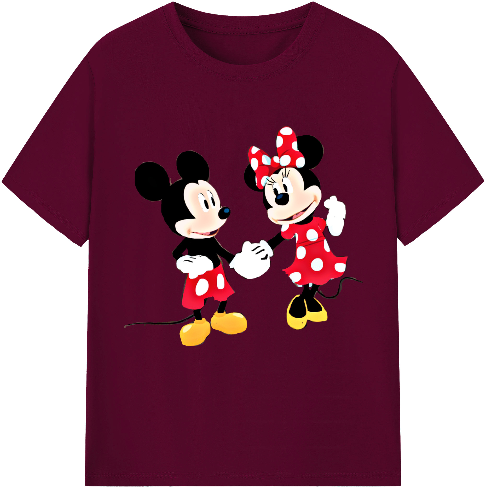 （画像用） ミッキーマウス Mickey Mouse レディースカジュアルプリントTシャツ（綿100％）